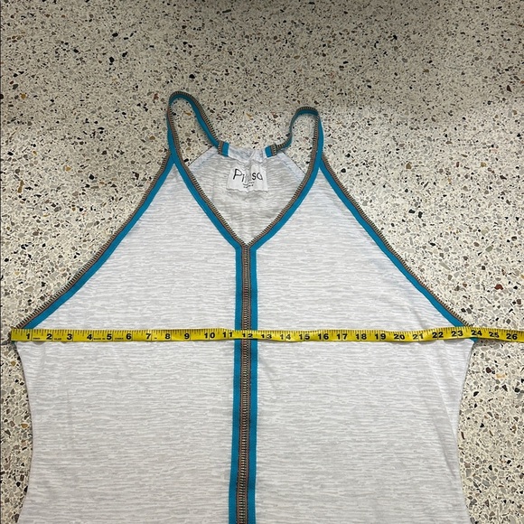 Pitusa Peru white mini swim coverup blue trim standard one size O/S dress - Picture 5 of 8